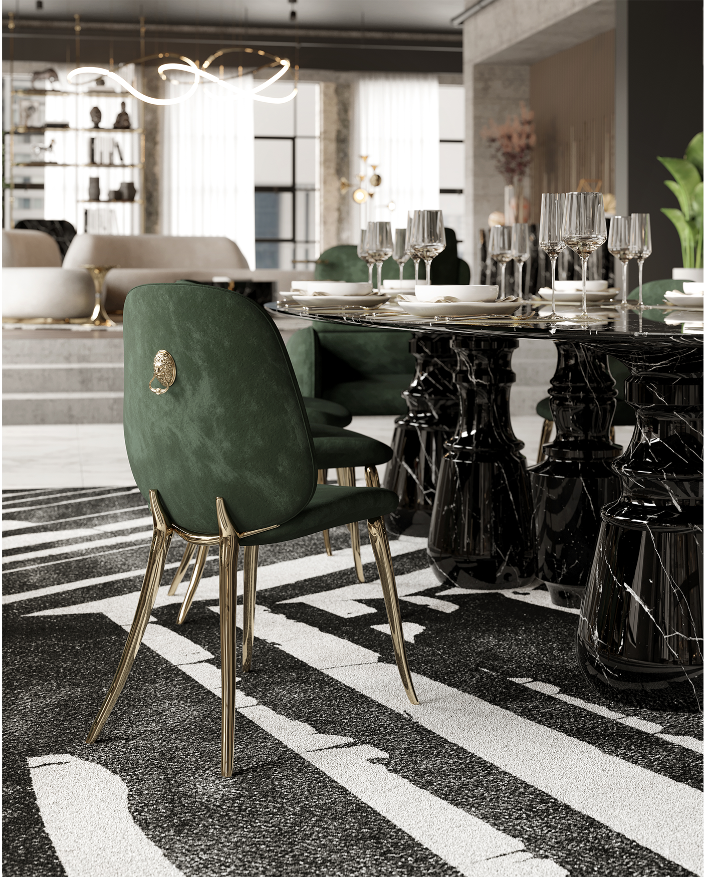 Tavolo Ovale XL in Marmo Nero Marquina Obsidian Tavolo Ovale XL in Marmo Nero Marquina Obsidian