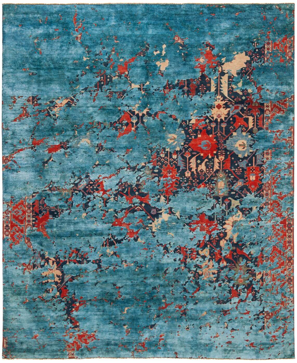 Tappeto Bidjar Leyton Aerial Blu Navy Blu Seta | Misura: 300 × 400 cm
