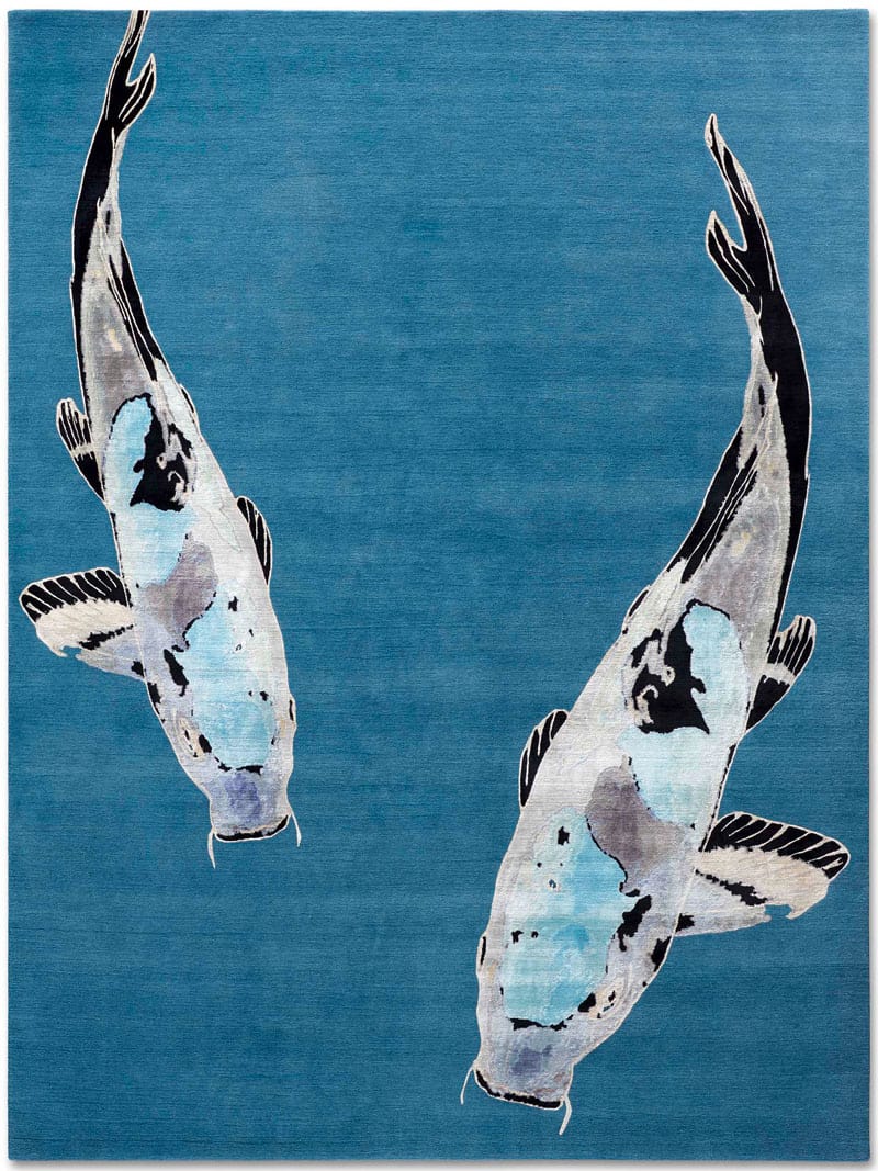 Tappeto Lusso Fish Blu/Turchese
