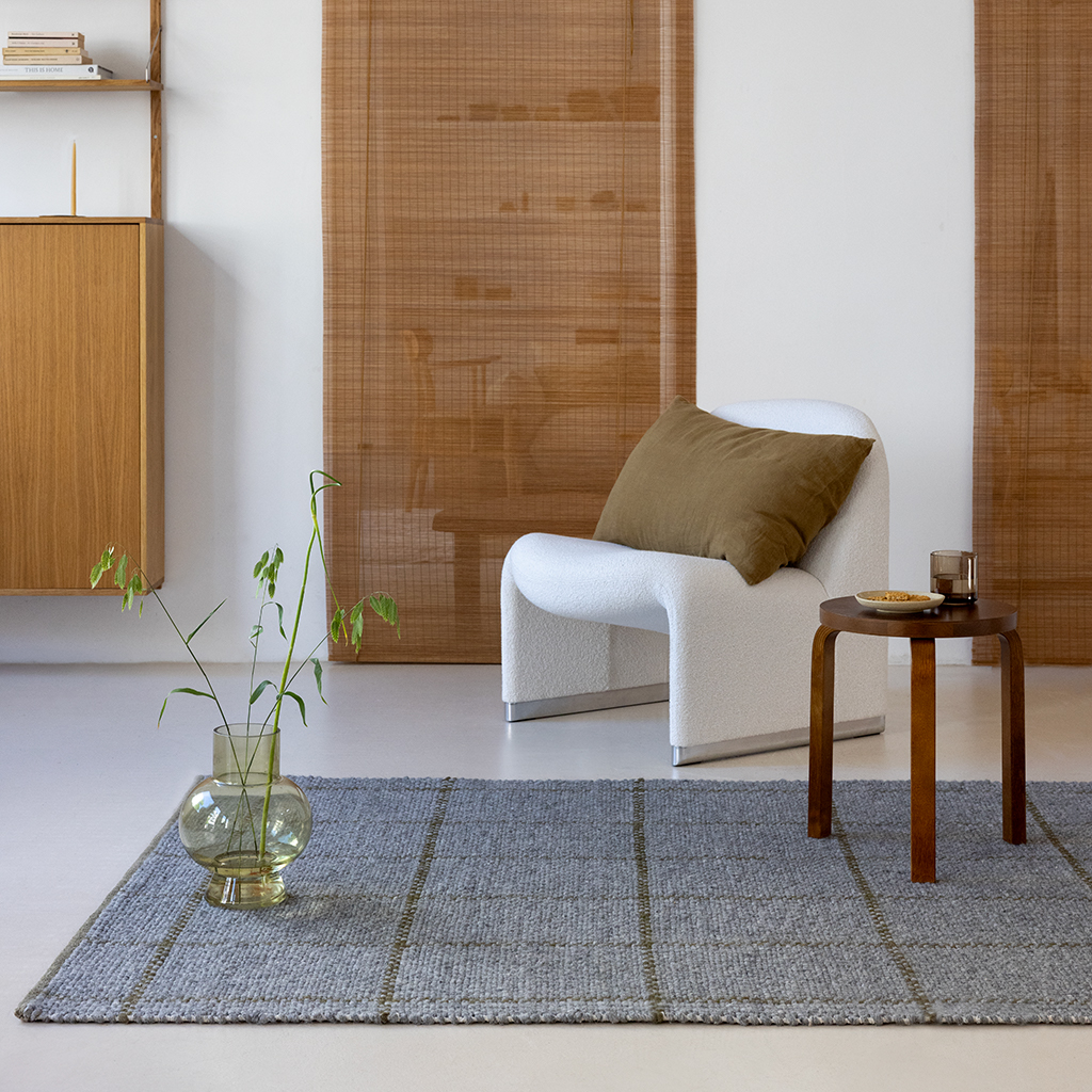 Tappeto Artigianato Materia Scacchi Ardesia/Oliva | Misura: 140 × 200 cm