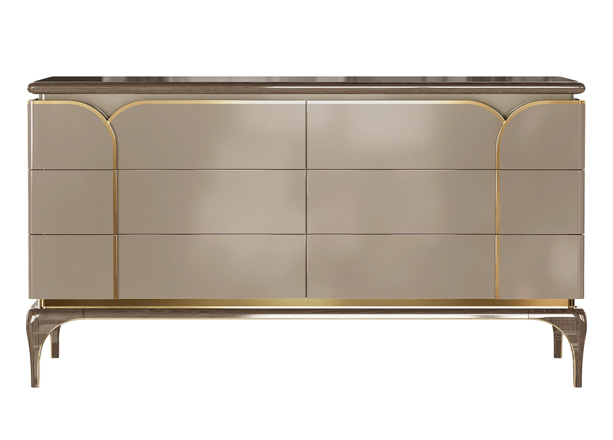 Cassettiera Beige a 4 Ante di Lusso | Configurazione: Senza specchio Cassettiera Beige a 4 Ante di Lusso | Configurazione: Senza specchio