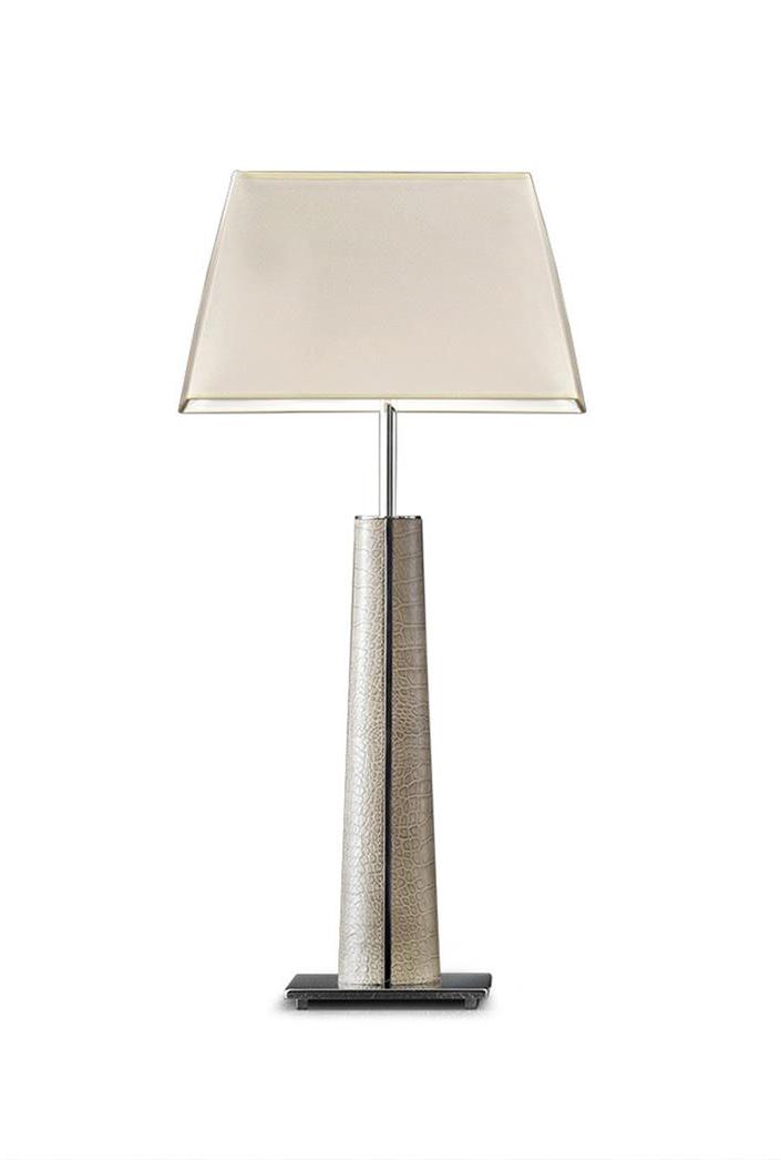 Lampada da Tavolo Piccola Elegance in Cromo & Pelle