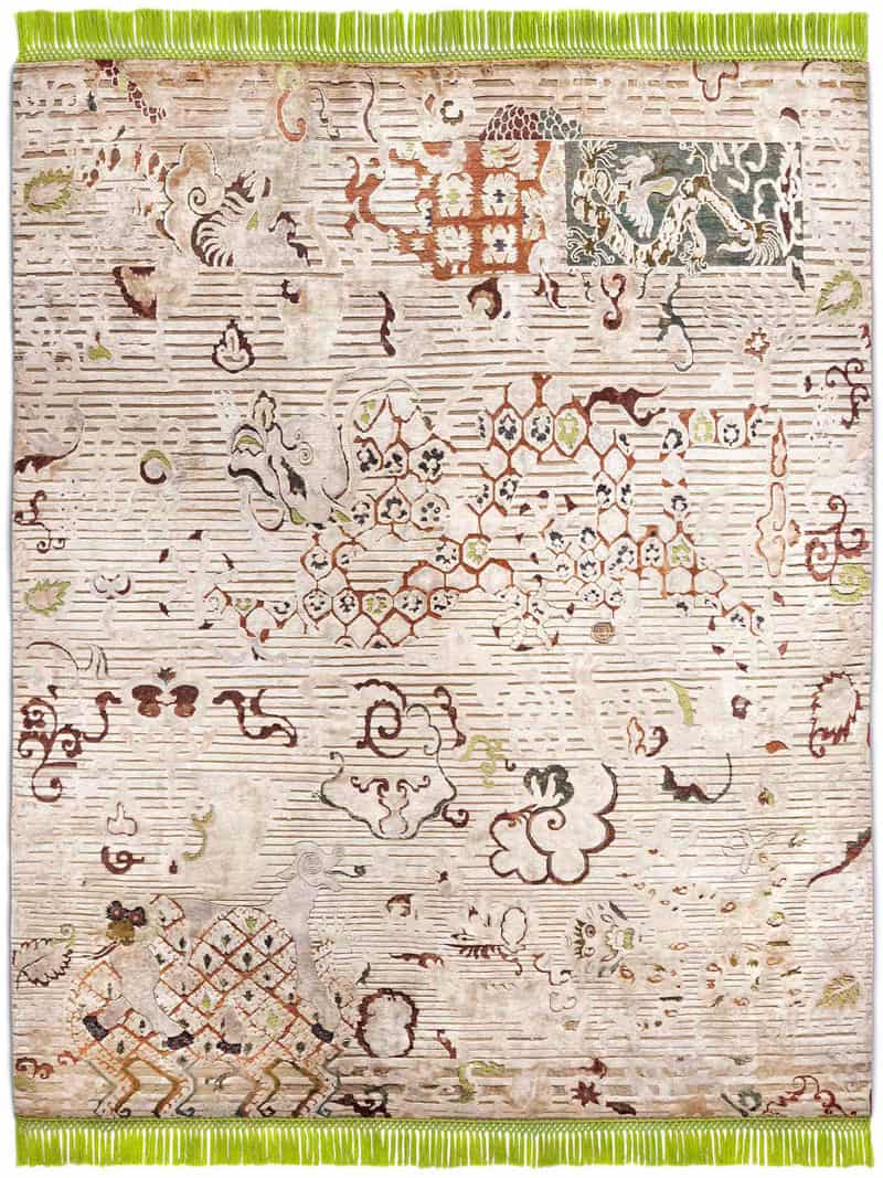 Tappeto Annodato Dragon Verde/Beige | Misura: 170 × 240 cm