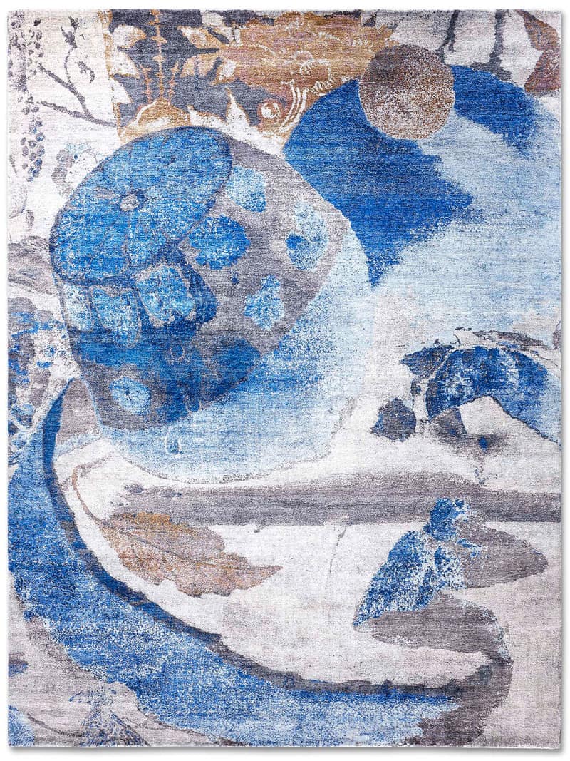 Tappeto Tessuto Blu/Limone