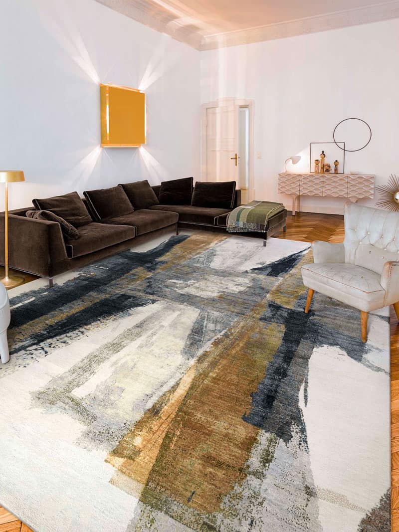 Tappeto Tessuto Verde/Ruggine