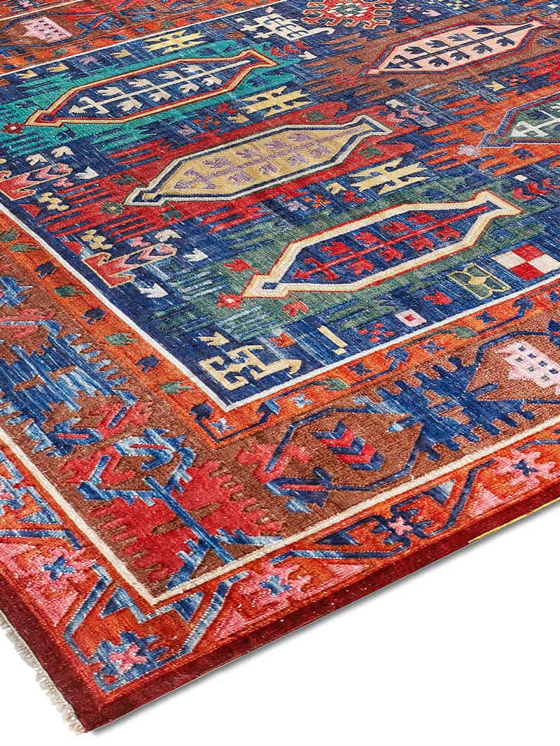Tappeto Lusso Flat Blu/Rosso