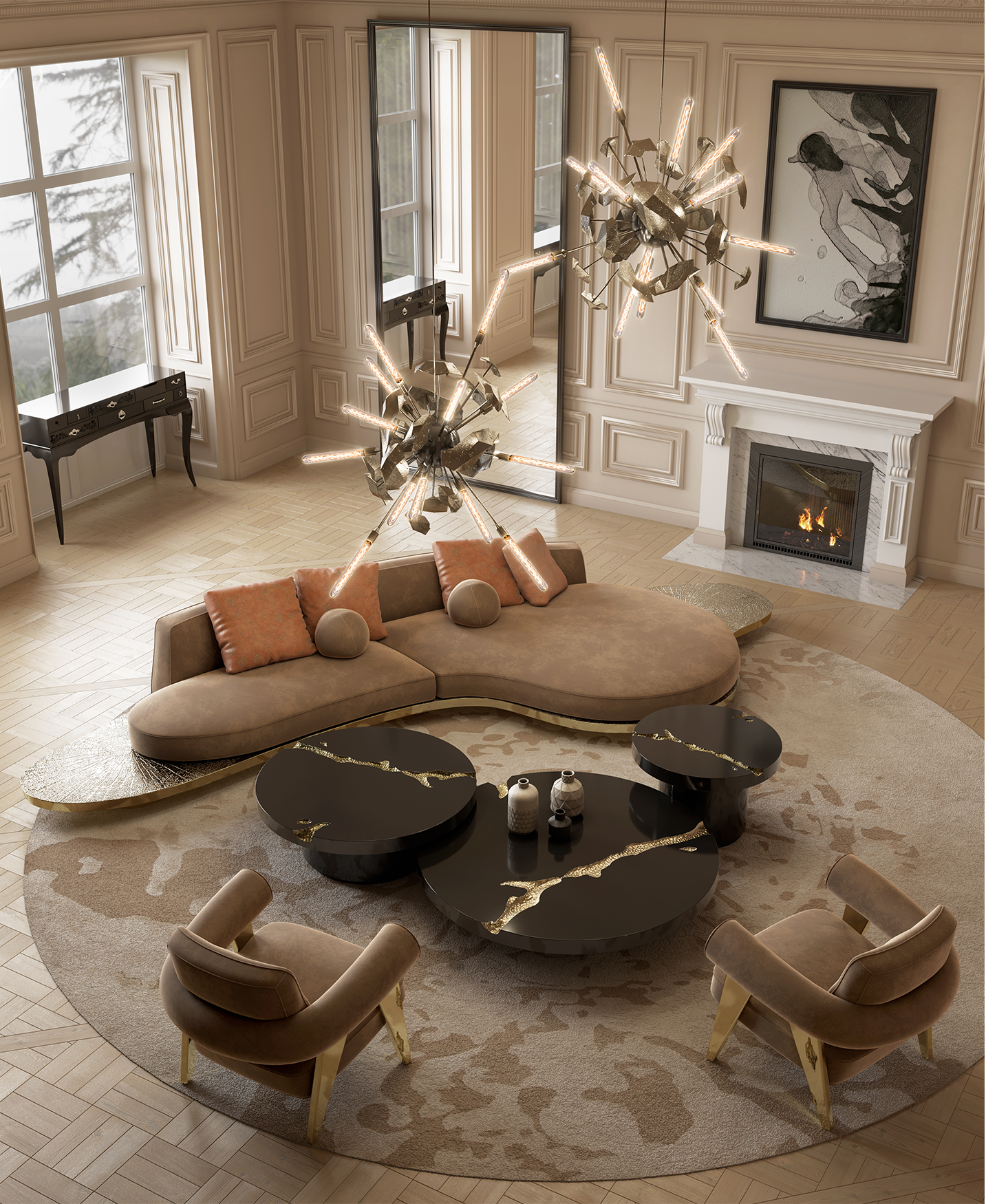 Set Tavolini Centrali Neri Dominion (3 Pezzi) Set Tavolini Centrali Neri Dominion (3 Pezzi)