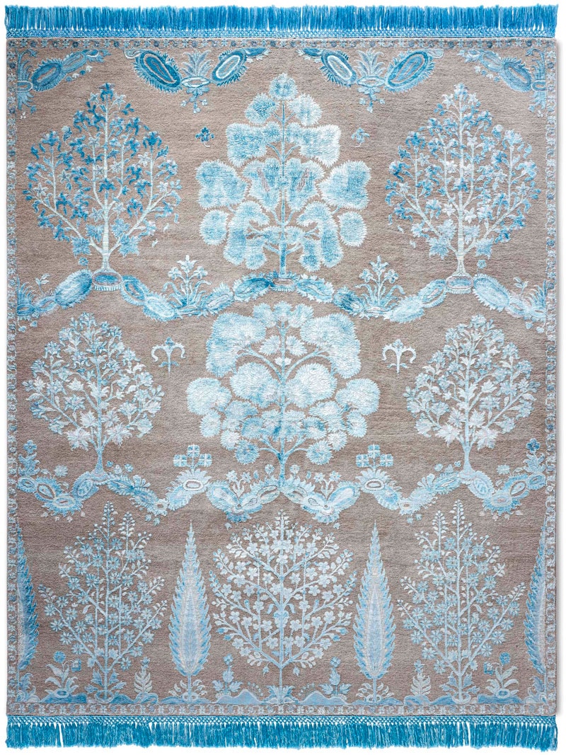 Tappeto Lusso Mughal Blu/Grigio