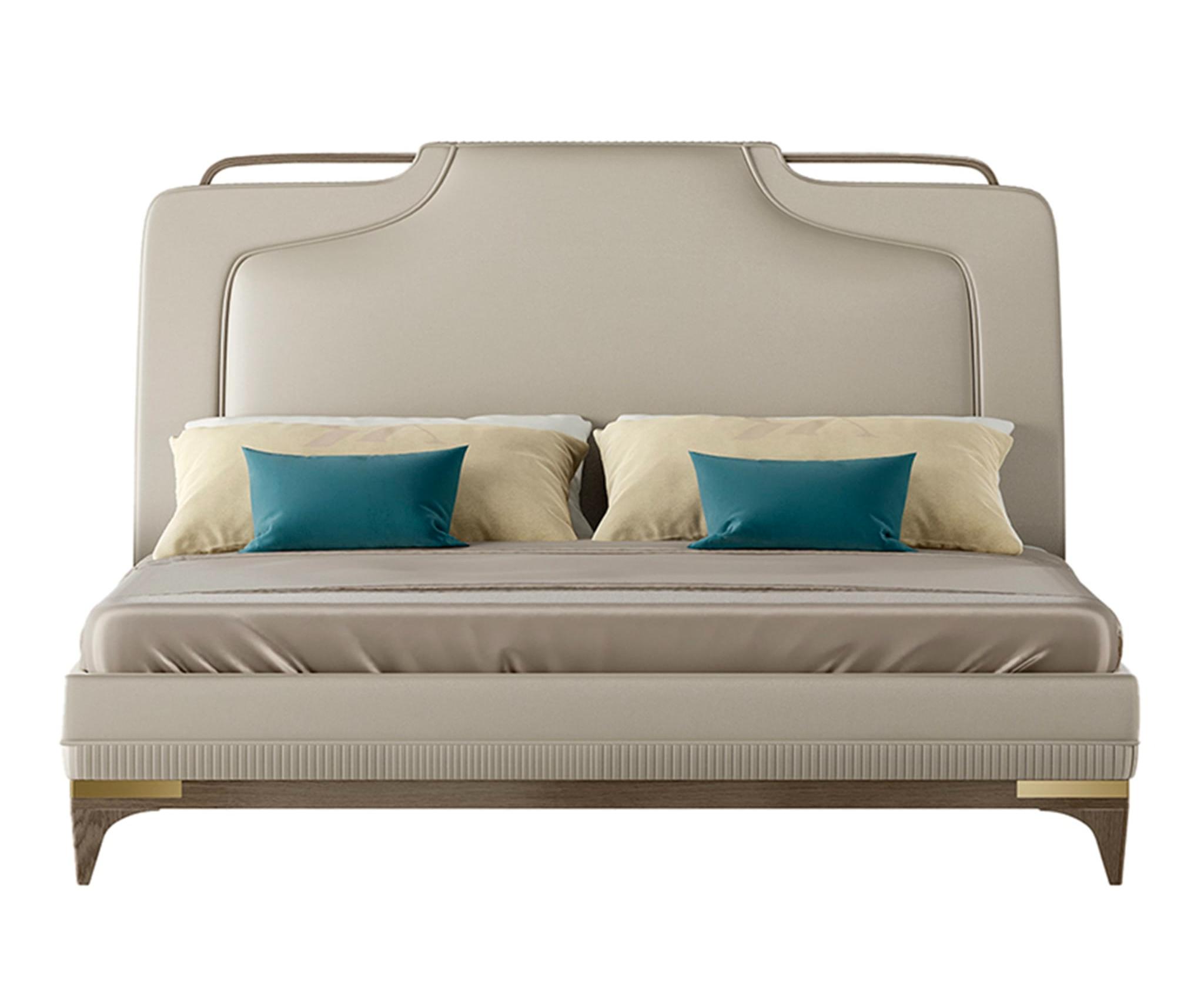 Letto in Pelle Beige | Misura del materasso: 200 × 200 cm