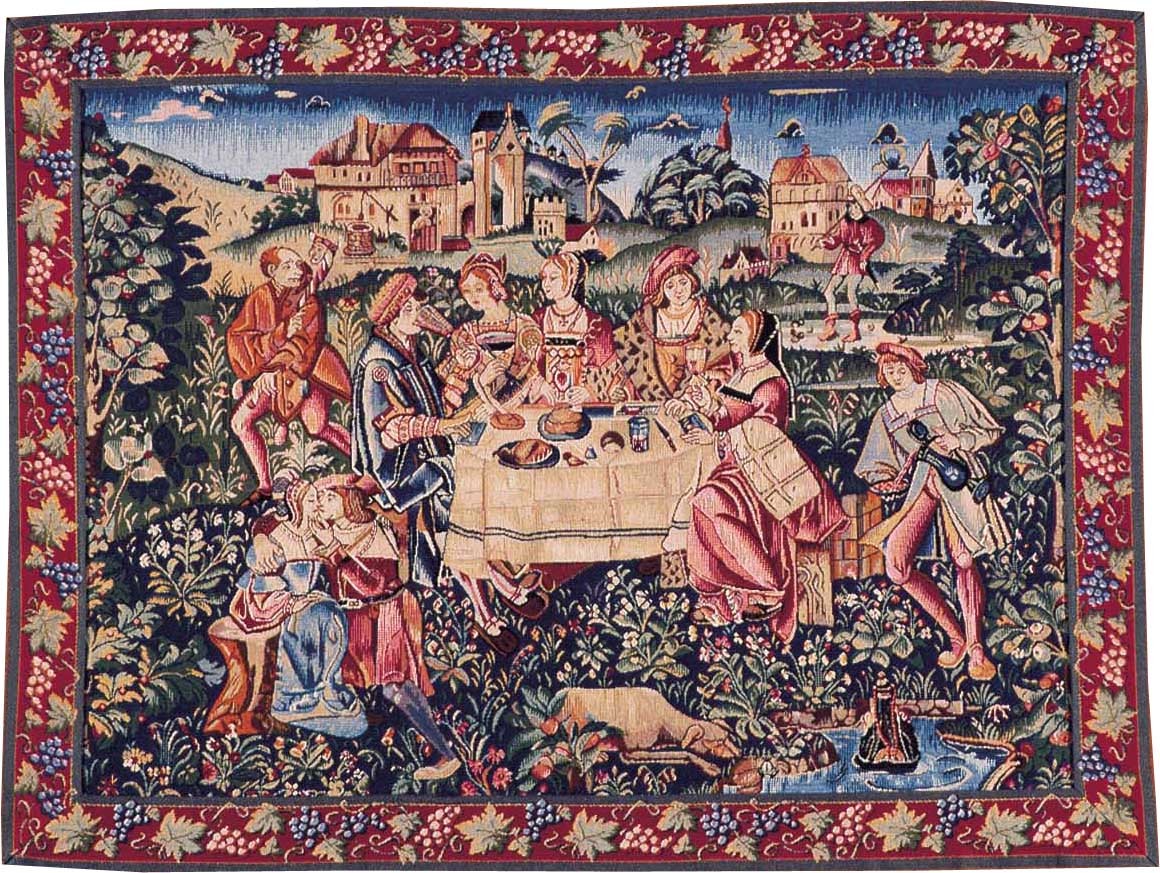 Arazzo Il Tè del Pomeriggio con Bordo | Misura: 75 × 100 cm Arazzo Il Tè del Pomeriggio con Bordo | Misura: 75 × 100 cm