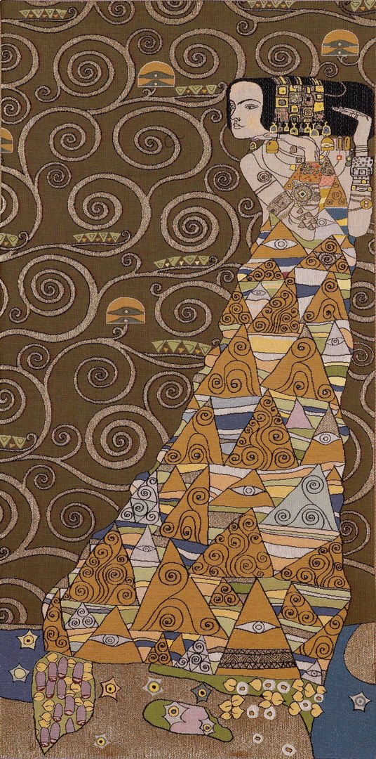Arazzo Signora (Destra), da Klimt Marrone | Misura: 50 × 100 cm Arazzo Signora (Destra), da Klimt Marrone | Misura: 50 × 100 cm