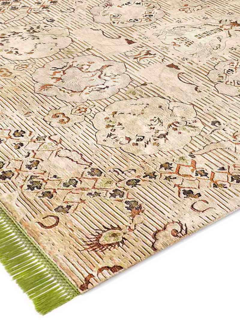Tappeto Annodato Dragon Verde/Beige | Misura: 140 × 210 cm