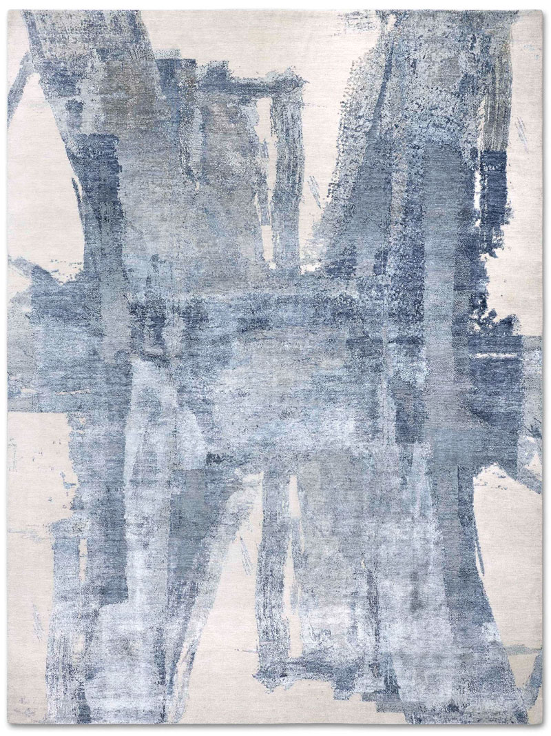 Tappeto Tessuto Blu Grigio