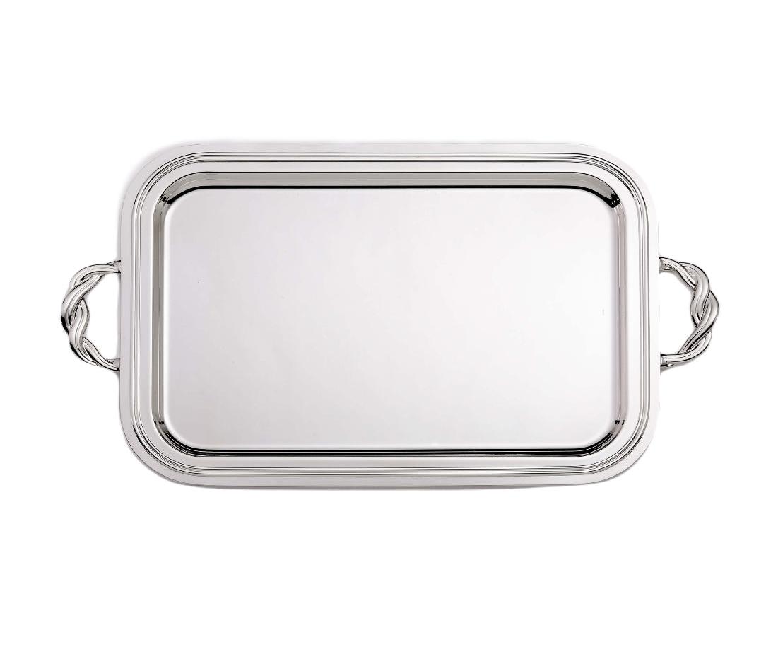 Vassoio Rettangolare Con Manici In Argento | Dimensioni: 32 × 44 cm