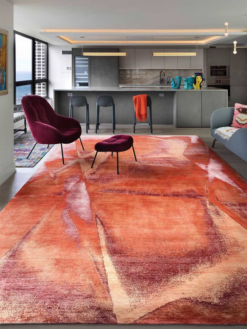 Tappeto Annodato Ruggine Intenso